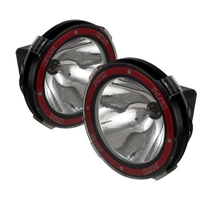 Spyder 7" HID 4x4 Fog Lights Black/Red Housing With Wiring - Click Image to Close